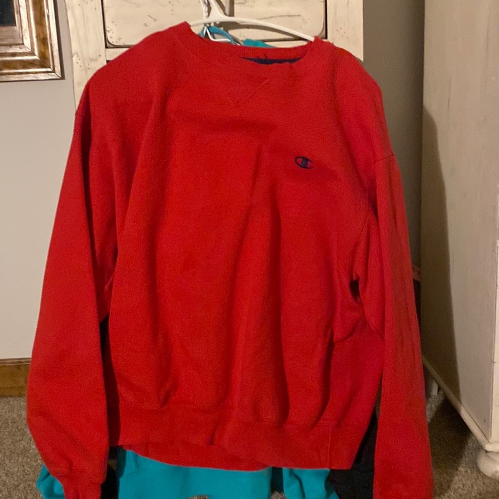 Mens Red CHAMPION Crew Neck/ L